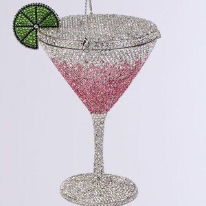 PINK RHINESTONE MARTINI CLUTCH